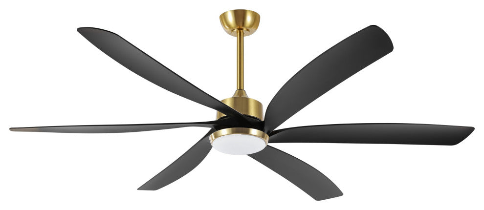 64" Reversible DC Motor Dimmable Ceiling Fan with Remote Control and Light Kit, Black/Gold