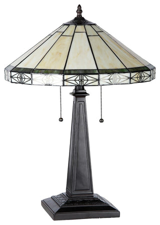 BELLE Tiffany-style 2 Light Mission Table Lamp 16inches Shade