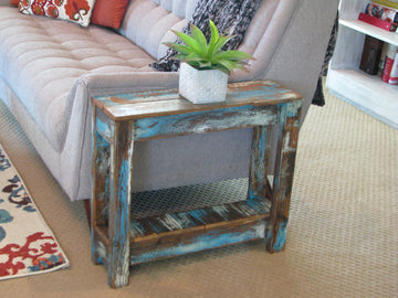 Heavily Distressed Blue Combo Side Table