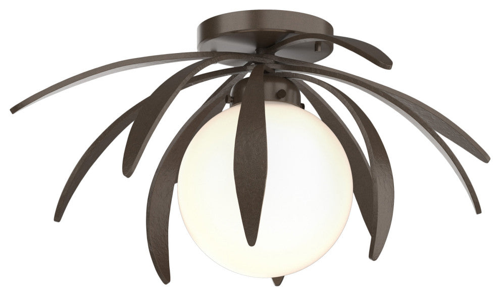Dahlia Flush Mount, Bronze, Opal Glass