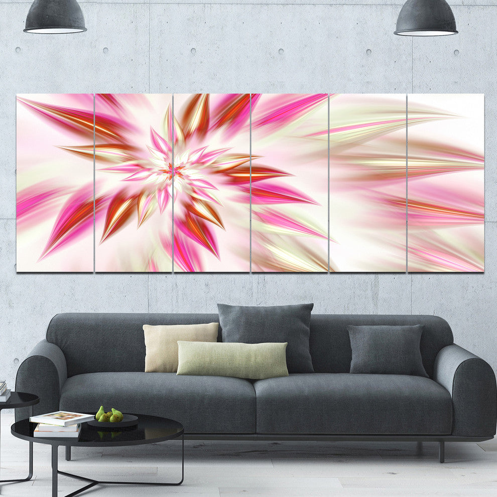 Dance of Red Exotic Flower, Floral Canvas Art Print, 70"x28", 6 Panels