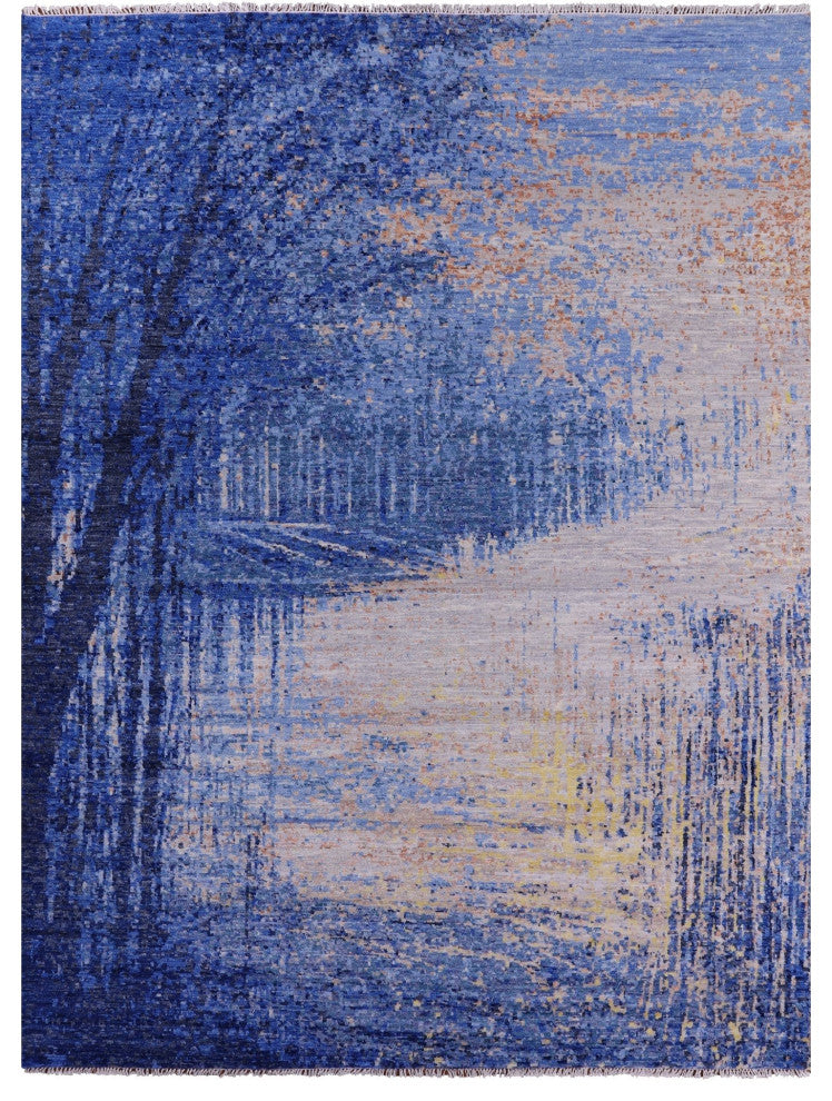 9' 3" X 12' 3" Modern Hand-Knotted Wool Rug Q9385