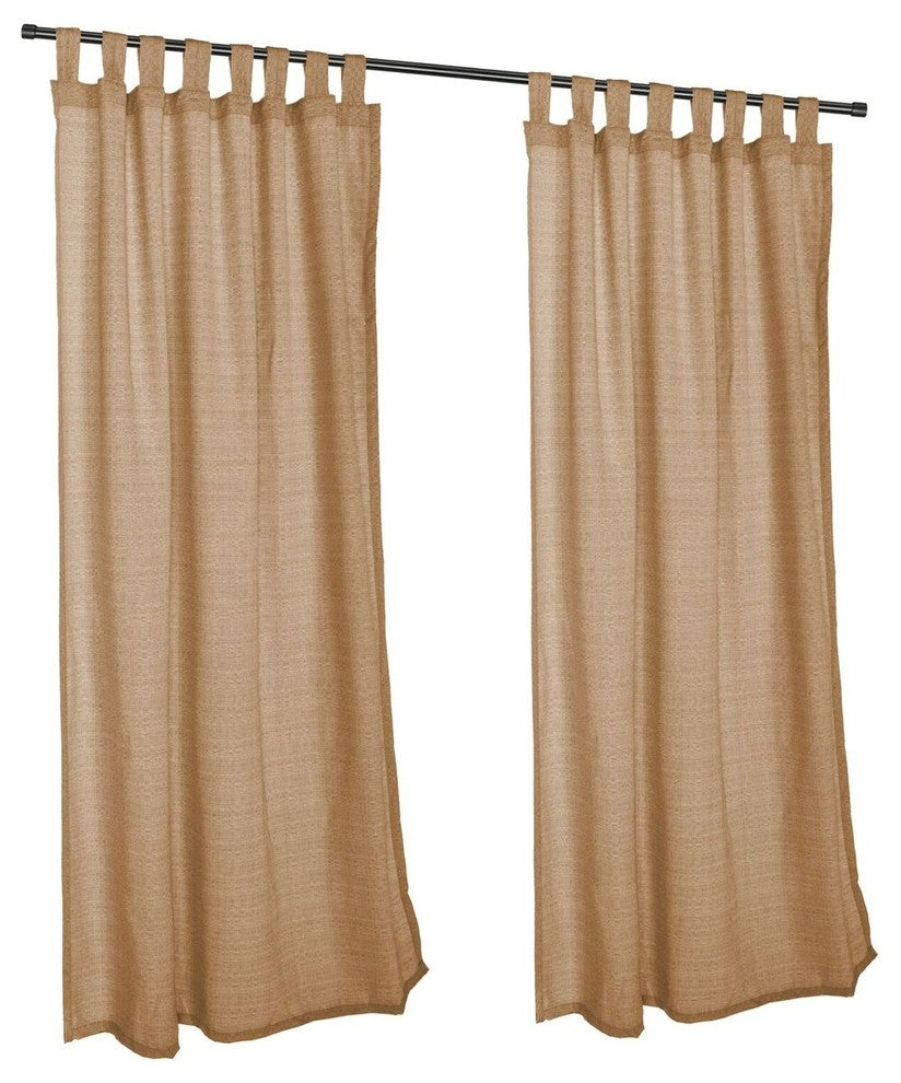 Linen Sesame Sunbrella Outdoor Single-Panel Curtain With Tabs, 84"x50"