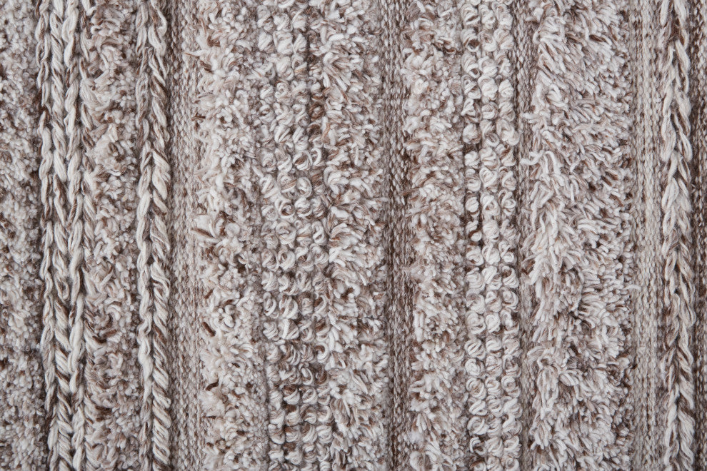 Weave & Wander Akton Shag Rug, Ivory/Rustic Brown, 2ft x 3ft Rug