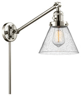 Large Cone 1-Light LED Swing Arm Light, Polished Nickel, Glass: Seedy