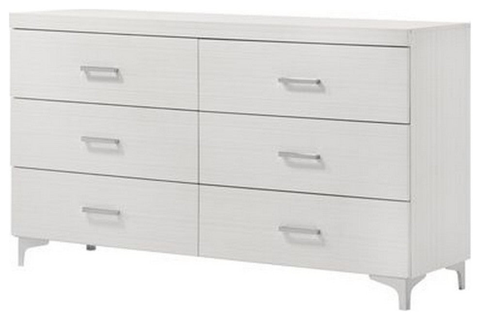 Benzara BM262110 Dresser With 6 Drawers and Bar Handle, White