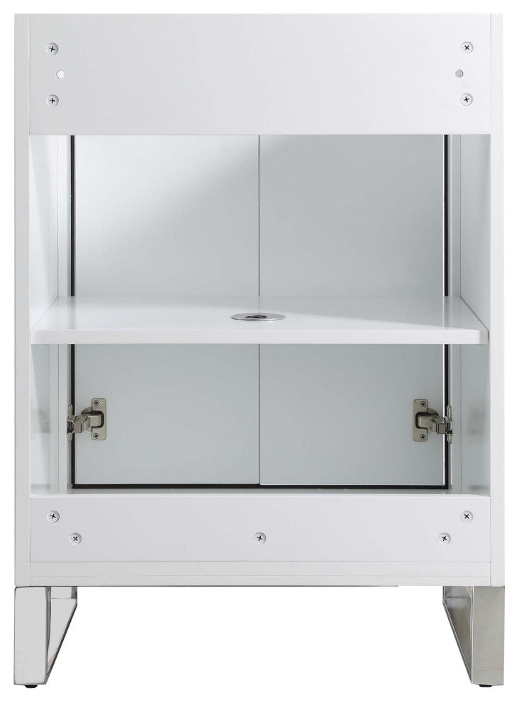 Opulence Bath Vanity, White Matte, 24", Chrome Hardware, White Carrara Top