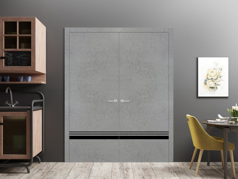 Slab Barn Door Panel 32 x 96 | Planum 0012 Concrete with  | Sturdy Finished