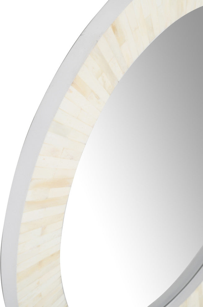 Edward Bone Inlay Round Mirror, 26"