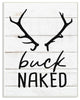 Rustic Planked Look Buck Naked with Antlers, Wall Plaque, 10"x15"
