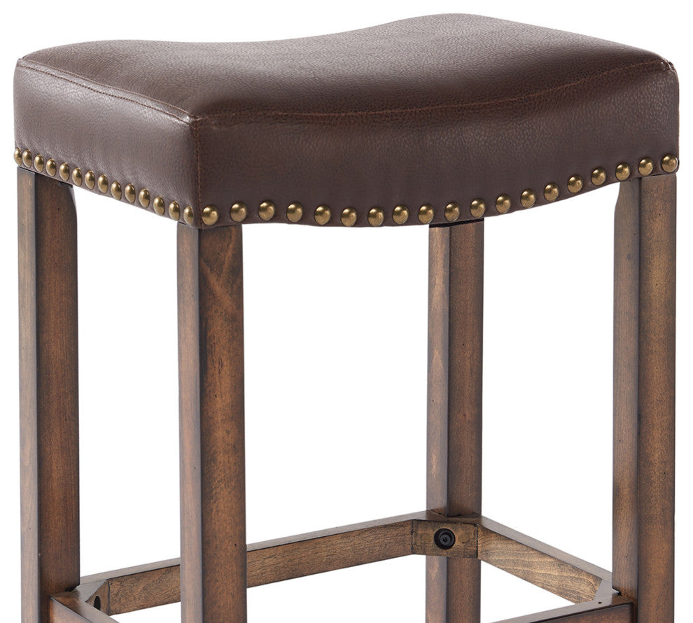 26" Warm Brown Faux Leather Backless Bar Stool