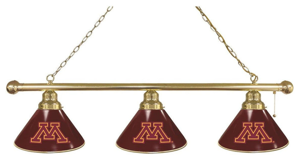 Holland University of Minnesota 3-Shade Billiard Light - Brass Fixture