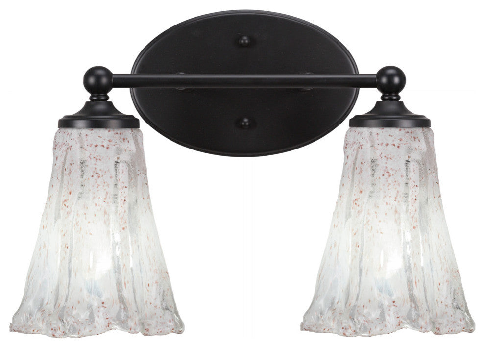 Capri 2-Light Bath Bar, Matte Black/Fluted Italian Ice