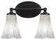 Capri 2-Light Bath Bar, Matte Black/Fluted Italian Ice