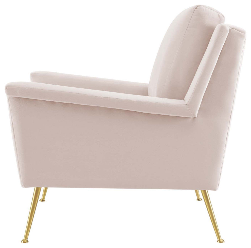 Armchair Accent Chair, Velvet, Gold Pink, Modern, Living Lounge Hospitality