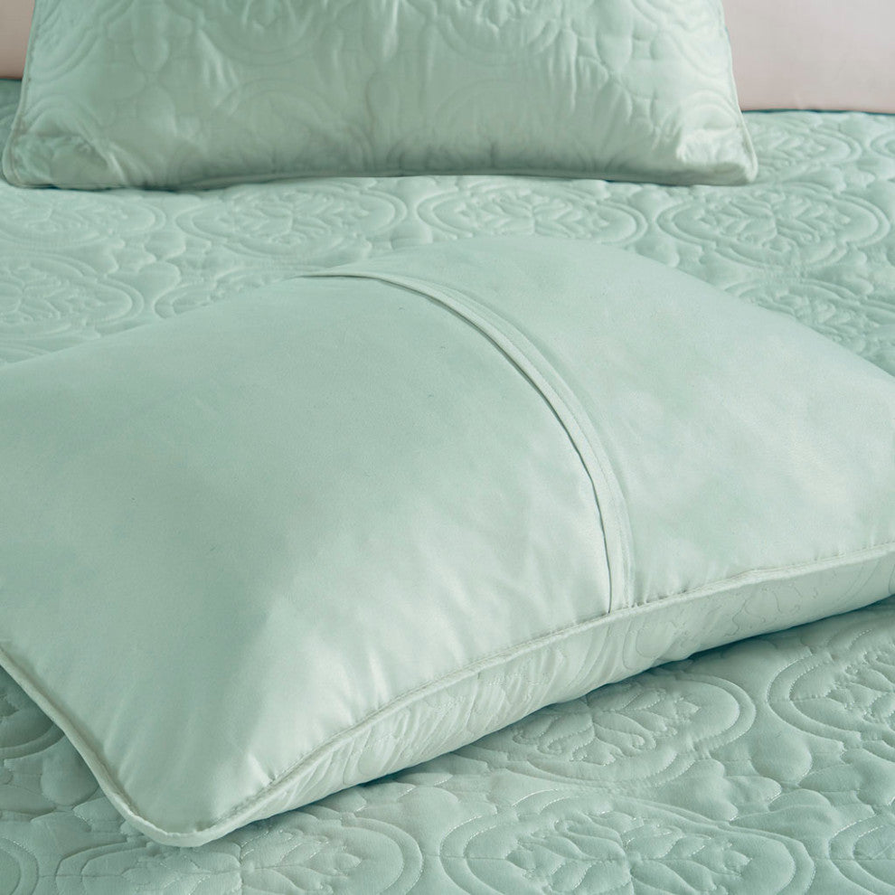 510 Design Oakley Quilted Oversized 3-Piece Bedspread Set, Seafoam, King/Cal Kin