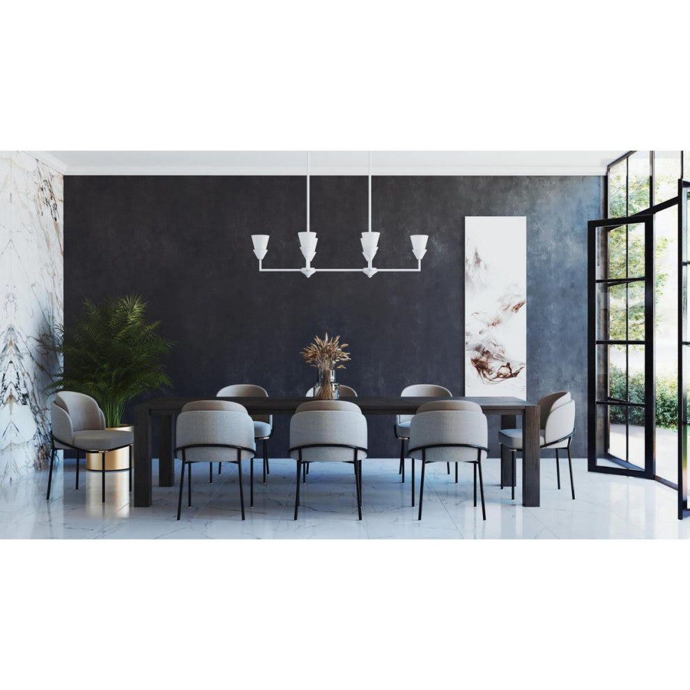 Pinellas Collection 6-Light Island Linear Chandelier Light, White Plaster