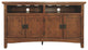 Wooden TV Stand with Two Door Cabinets and Two Media Cubbies, Medium, Brown