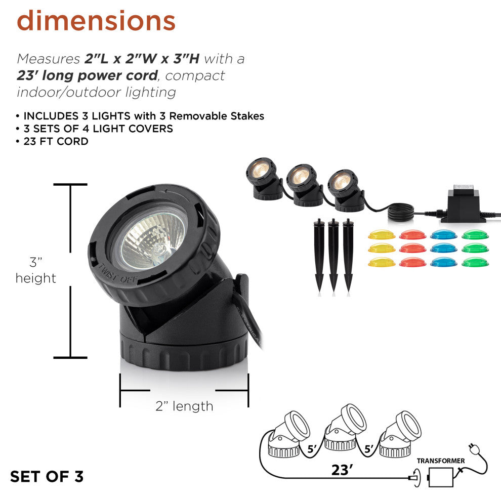 Power Beam 20-Watt Lights With Transformers, Set of 3