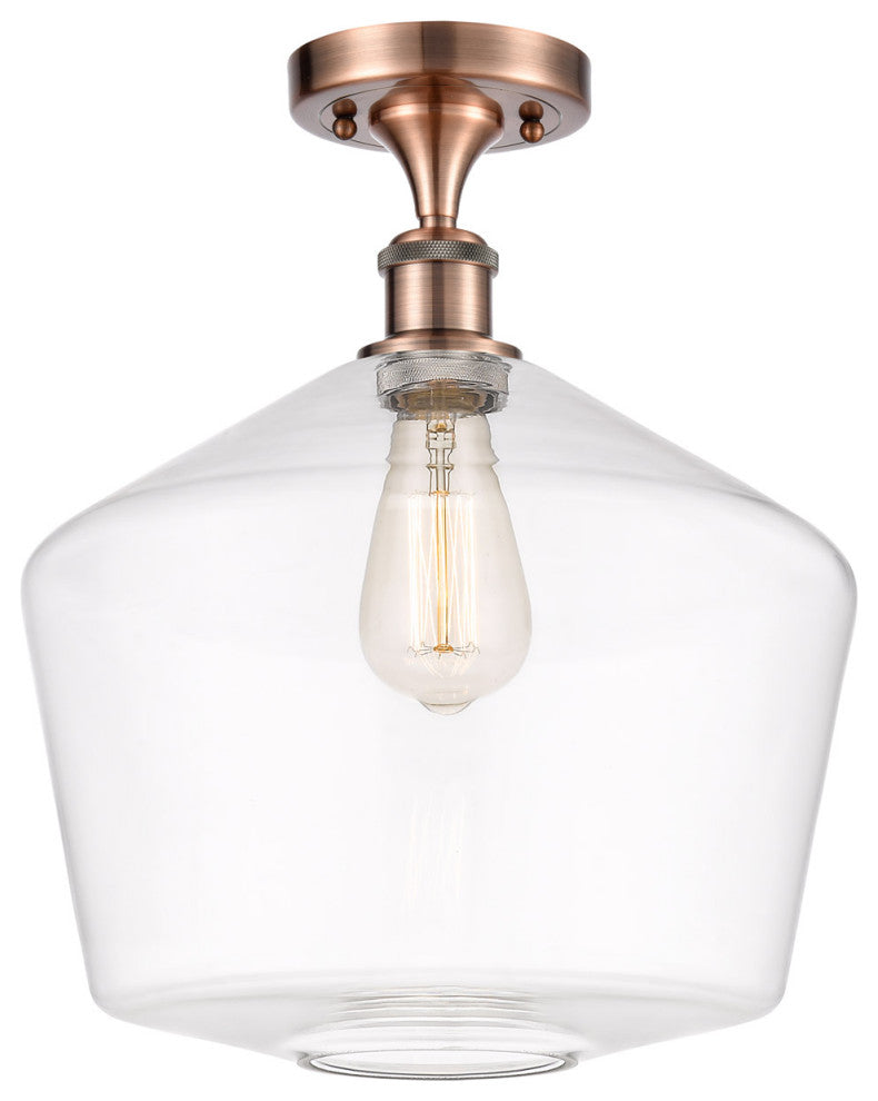Innovations 516-1C-AC-G652-12-LED 1-Light Semi-Flush Mount, Antique Copper