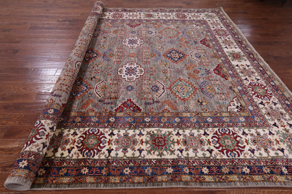 9' 10" X 13' 9" Handmade Super Kazak Wool Rug Q9780