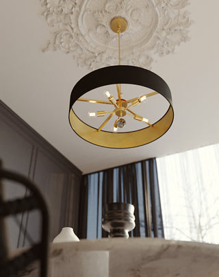 Celine Pendant 30" Black Finish, Black/Gold Shade