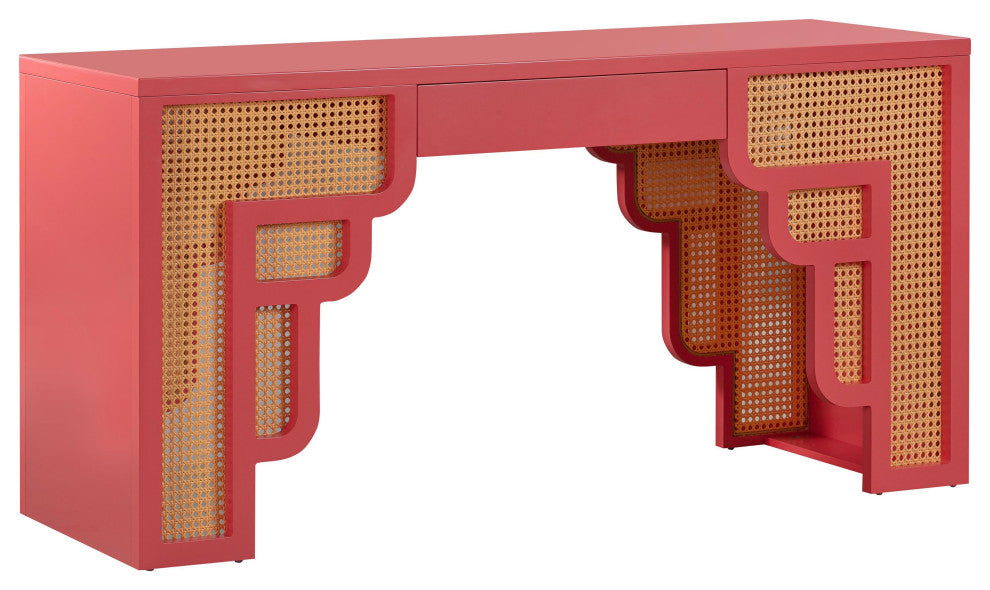 Suzie Rattan Executive Desk, Pink