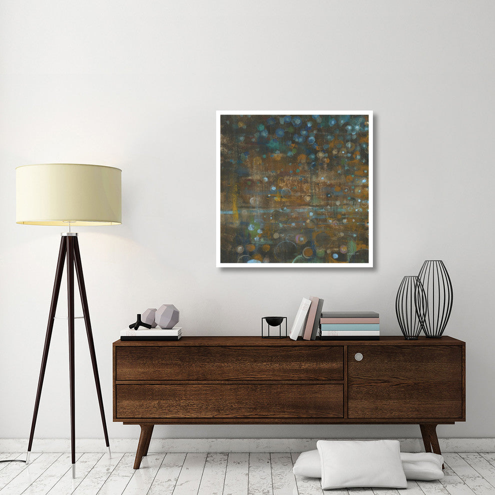 "Blue and Bronze Dots IX" Digital Paper Print by Danhui Nai, 38"x38"