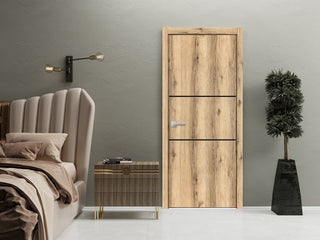 Solid French Door 32 x 84 | Planum 0014 Oak with| Bathroom