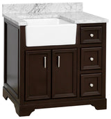 Zelda 36" Bathroom Vanity, Base: Chocolate, Top: Carrara Marble