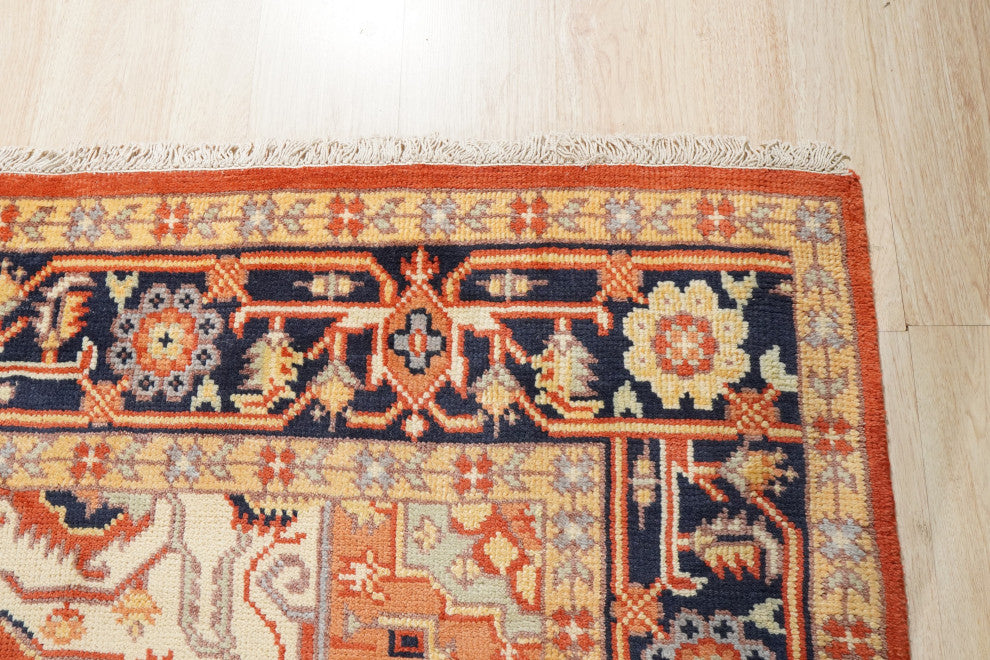Hand-Knotted Wool Rust Traditional Oriental Serapi Rug, 9' X 12'