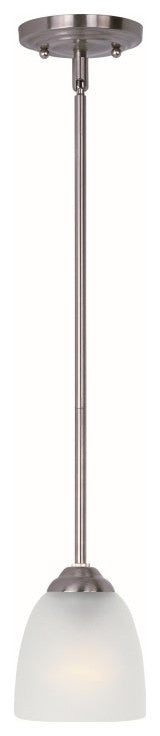 Maxim 92061 Stefan 5"W 1 Light Mini Pendant - Satin Nickel / Frosted Glass