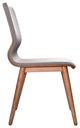 Cannes Mid-Century Dining Chair, Walnut Finish and Gray Fabric, Set of 2