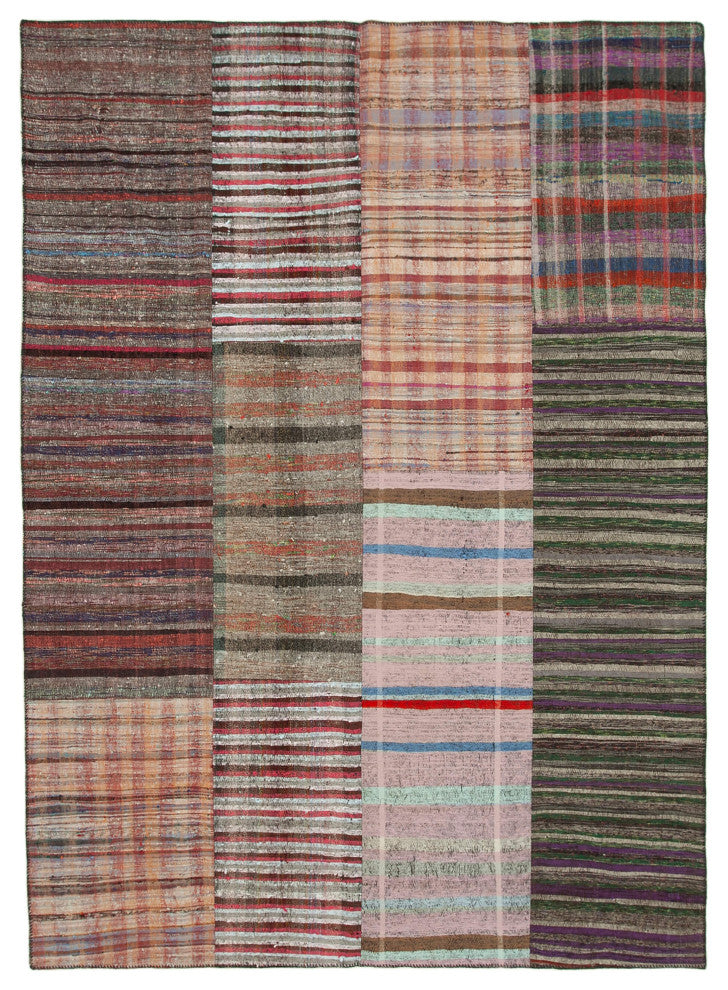 Rug N Carpet - Handmade Oriental 8' 8'' x 11' 11'' Rustic Patchwork Kilim Rug