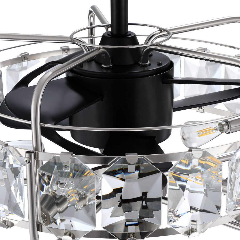 22.8 in Modern Black Caged Ceiling Fan, Fandelier