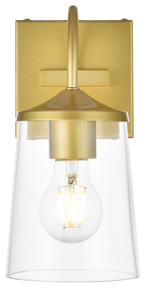 1 Light Brass And Clear Bath Sconce