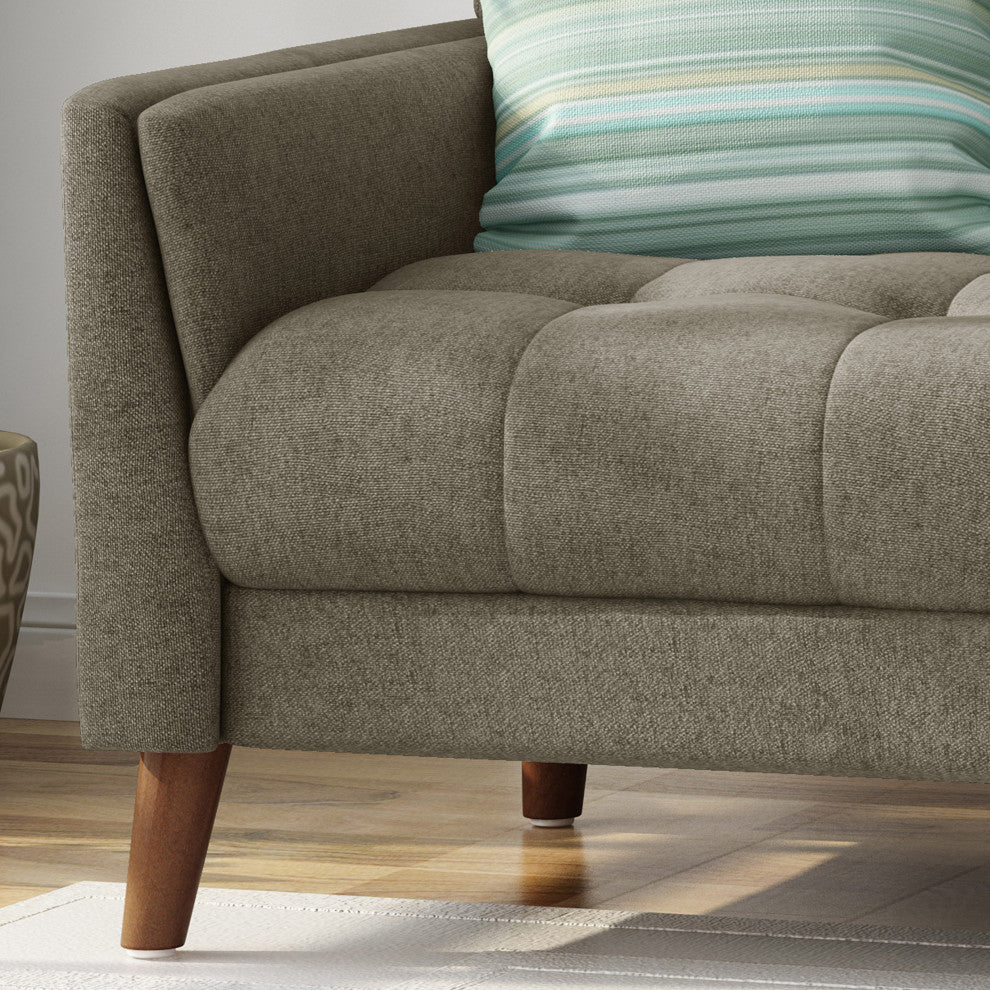 GDF Studio Evelyn Mid Century Modern Fabric Loveseat, Mocha/Walnut
