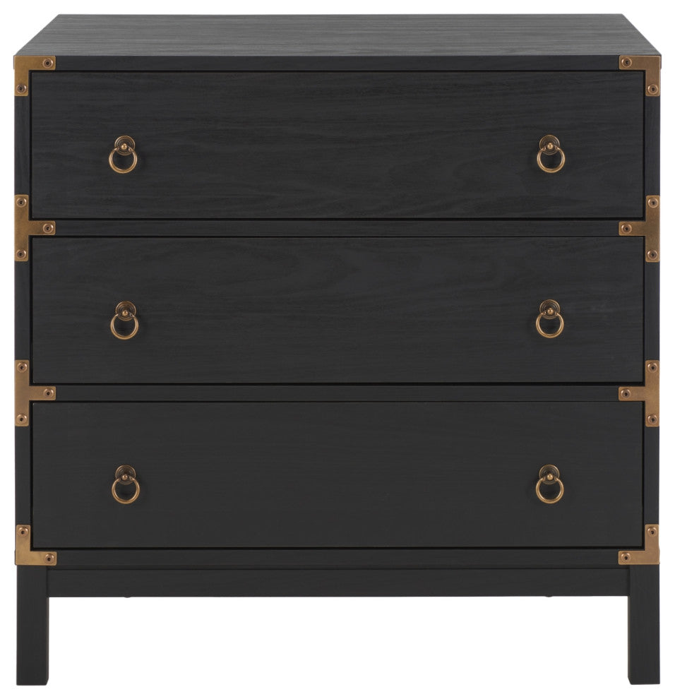 Safavieh Galio 3 Drawer Chest, Black/Gold