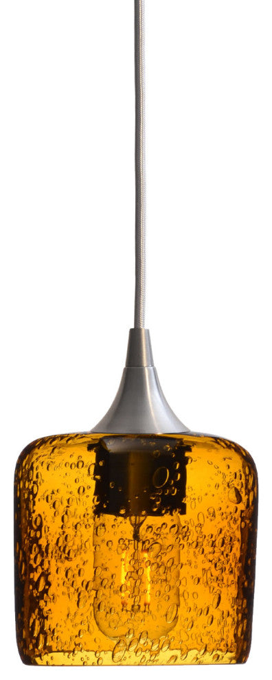 Single Pendant Light, Golden Amber, Brushed Nickel, 4 Watt