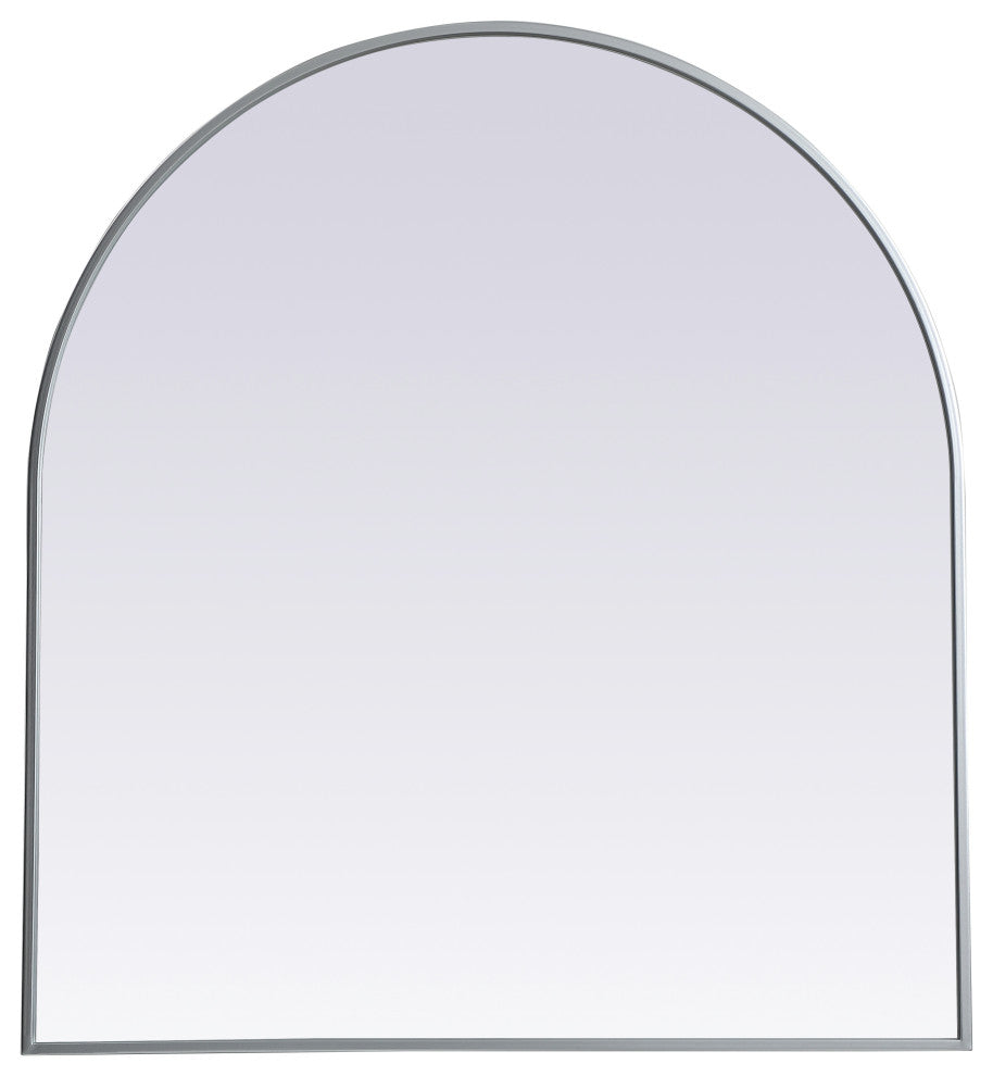Metal Frame Arch Mirror 33X36 Inch, Silver