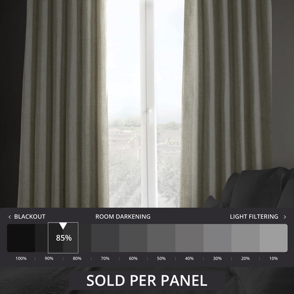 Faux Linen Darkening Curtain Single Panel, Oatmeal, 50"x96"