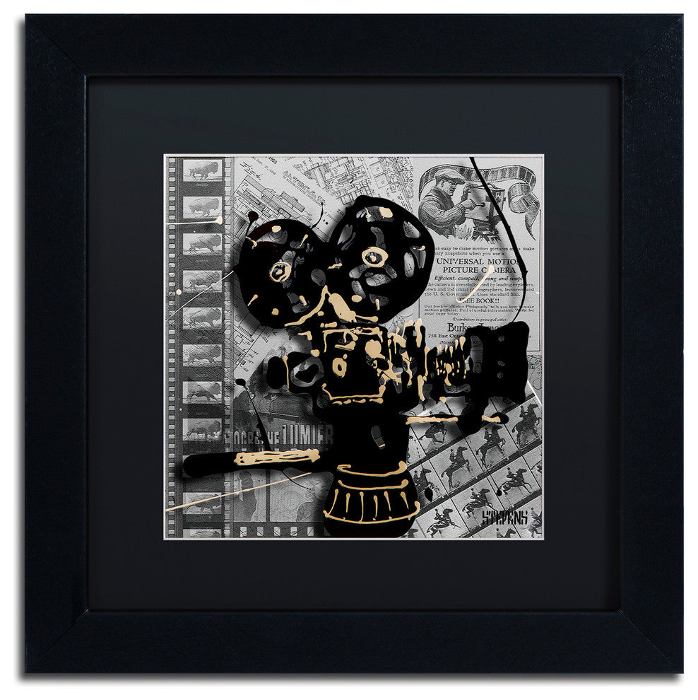 'Movie Camera' Matted Framed Canvas Art by Roderick Stevens