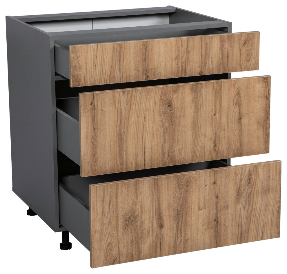 21 Base Cabinet-Double Door-Three Drawer-with Natural Teak door