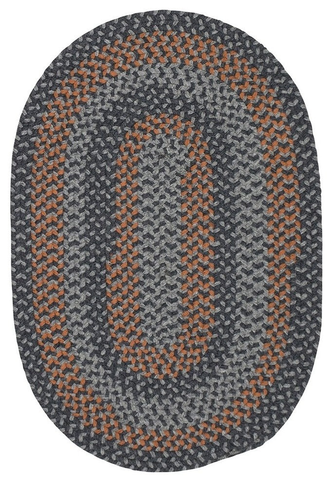 Colonial Mills Walden WN43 Charcoal/Orange Wool Area Rug, Oval 2'x8'