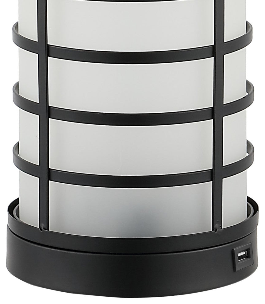 Jayce 27" Modern Industrial Iron Nightlight LED Table Lamp With USB, Black