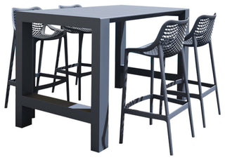 Vegas Air 5-Piece Bar Set With 39"-55" Extendable Dark Gray