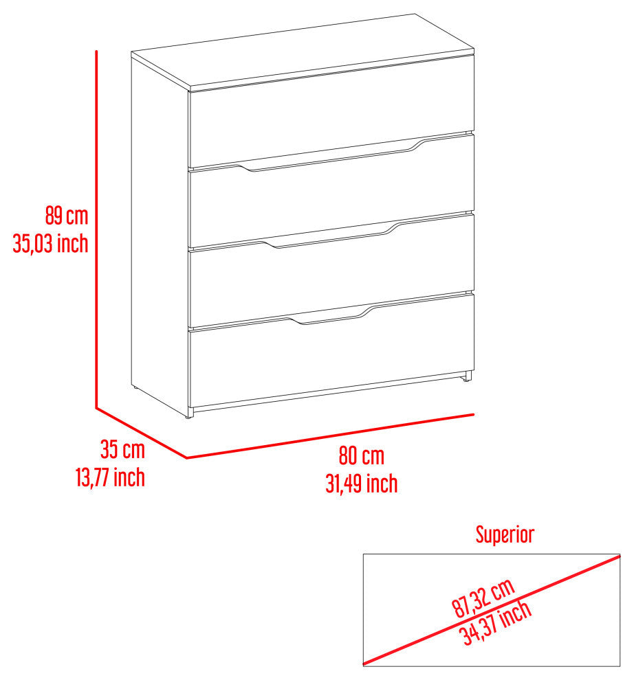 Aralia Drawer Dresser, White / Light Oak