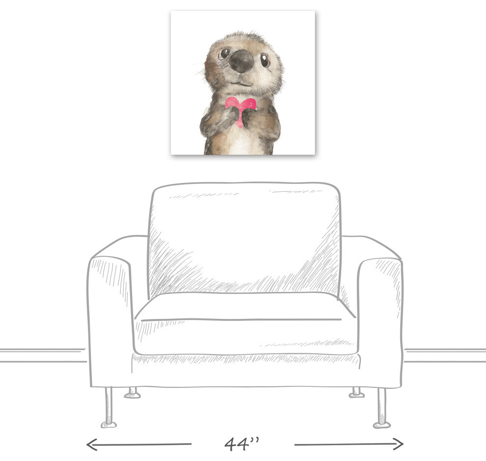 Otter With Heart 20x20 Canvas Wall Art