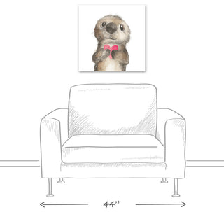 Otter With Heart 20x20 Canvas Wall Art