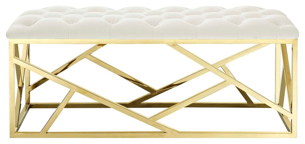 Modway Intersperse Bench, Gold Ivory